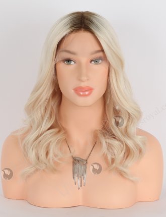 Hidden Knots Beach Wave Brown Root With White Color Silk Top Glueless Wig GRD-08010