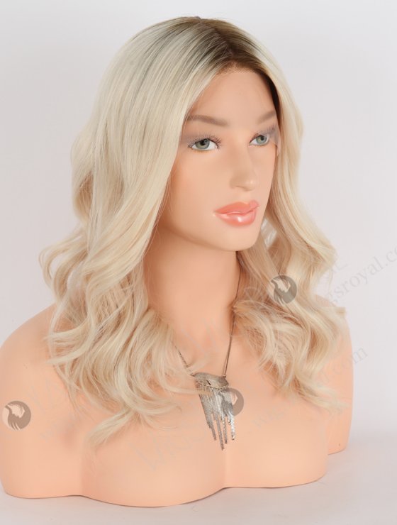 Hidden Knots Beach Wave Brown Root With White Color Silk Top Glueless Wig GRD-08010-23683