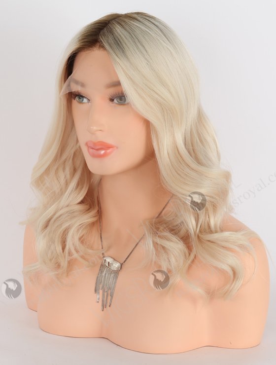 Hidden Knots Beach Wave Brown Root With White Color Silk Top Glueless Wig GRD-08010-23684