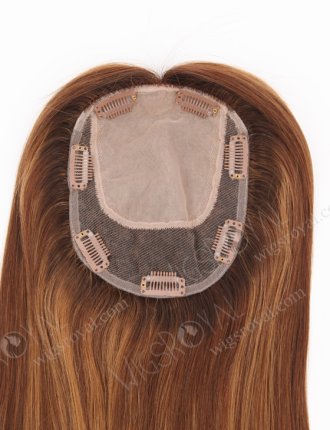 All One Length Brown Highlight Color Full Volume Hair Topper For Thin Hair Topper-155