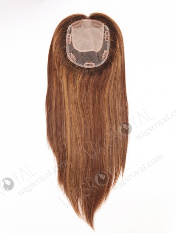 All One Length Brown Highlight Color Full Volume Hair Topper For Thin Hair Topper-155