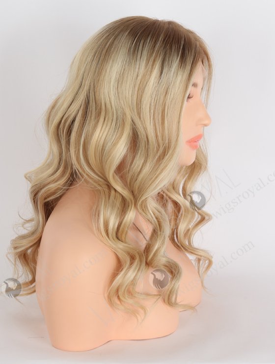 Glamorous Light Blonde Lace Front Wig with Brown Roots | 18 Inch Virgin European Hair Wavy Lace Front Wigs |  RLF-08005-23907