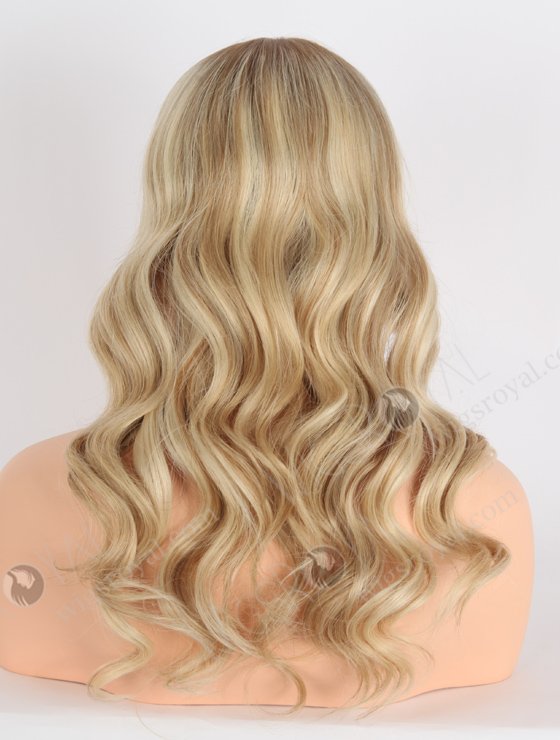 Glamorous Light Blonde Lace Front Wig with Brown Roots | 18 Inch Virgin European Hair Wavy Lace Front Wigs |  RLF-08005-23908