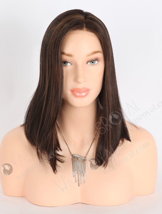 In Stock European Virgin Hair 12" BOB Straight 2# with 4# Highlights Color Monofilament Top Glueless Wig GLM-08013-23839