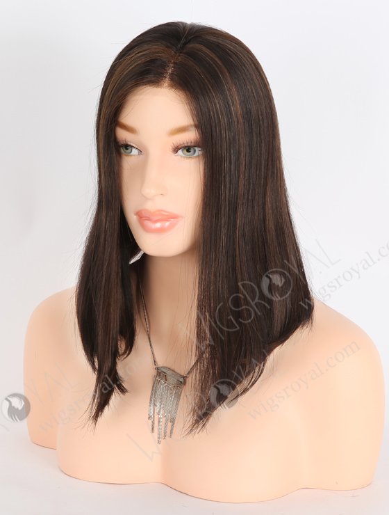In Stock European Virgin Hair 12" BOB Straight 2# with 4# Highlights Color Monofilament Top Glueless Wig GLM-08013-23841