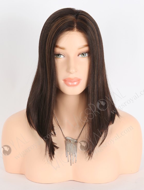 In Stock European Virgin Hair 12" BOB Straight 2# with 4# Highlights Color Monofilament Top Glueless Wig GLM-08013-23840