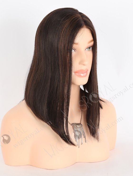 In Stock European Virgin Hair 12" BOB Straight 2# with 4# Highlights Color Monofilament Top Glueless Wig GLM-08013-23843