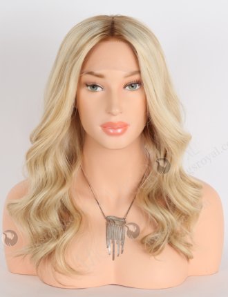 Luxury Brown Roots Blonde Wavy Human Hair Wigs 16 Inch Double Drawn GRD-08004
