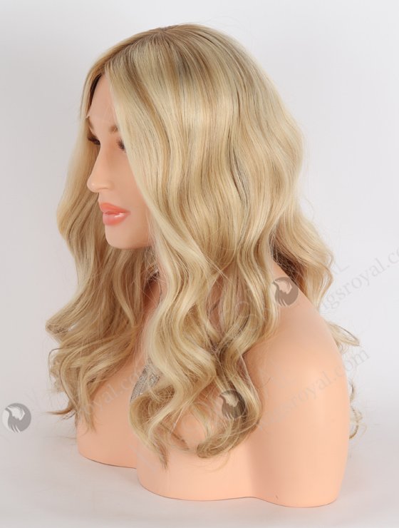 Luxury Brown Roots Blonde Wavy Human Hair Wigs 16 Inch Double Drawn GRD-08004-23955