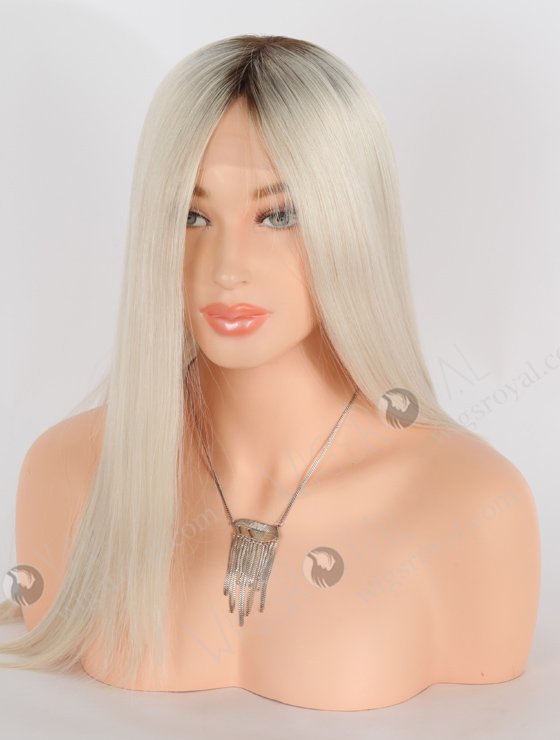 Pure White Color Lace Front Glueless Wig With Brown Roots Color GRD-08019-24060