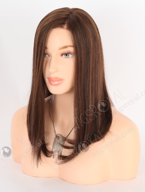 BOB Straight Brown Highlights Color Monofilament Top Glueless Wig GLM-08015-24399