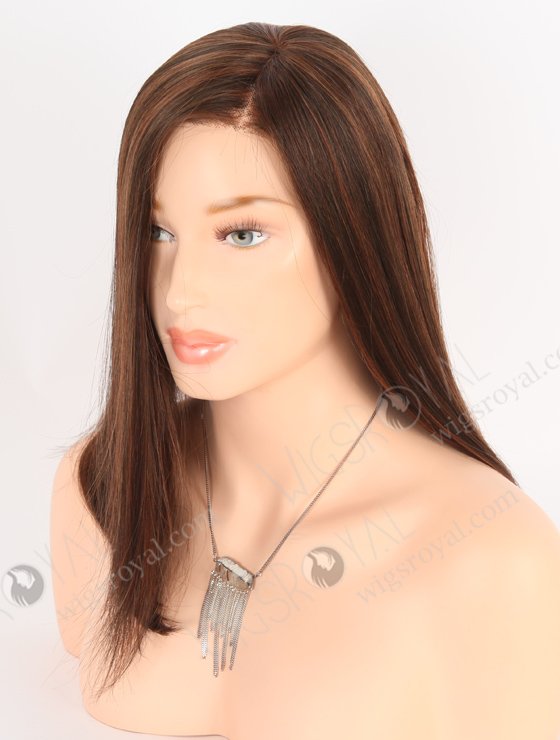 BOB Straight Brown Highlights Color Monofilament Top Glueless Wig GLM-08015-24404