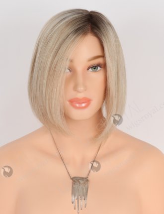 Side Part Short Bob Wigs | 8 Inch Blonde with Dark Roots Bob Cut Wigs | GLM-08014