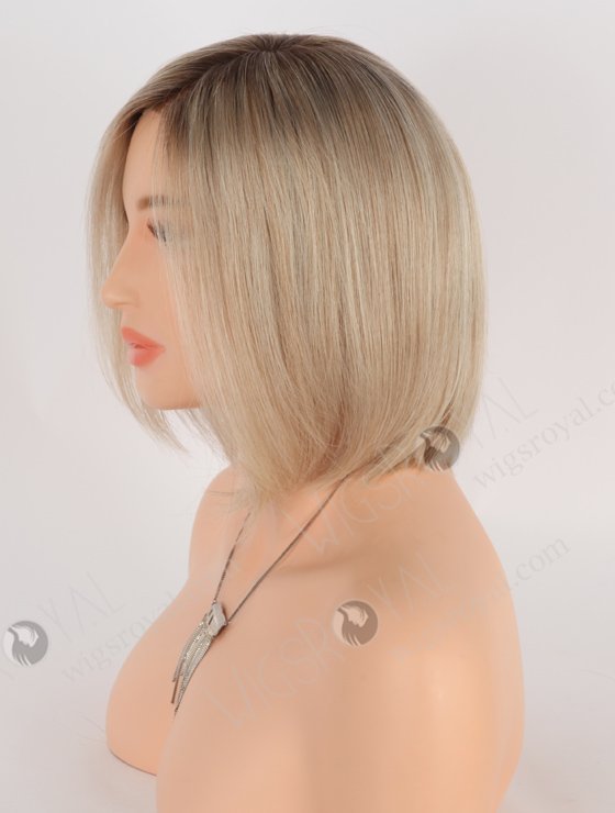 Side Part Short Bob Wigs | 8 Inch Blonde with Dark Roots Bob Cut Wigs | GLM-08014-24417