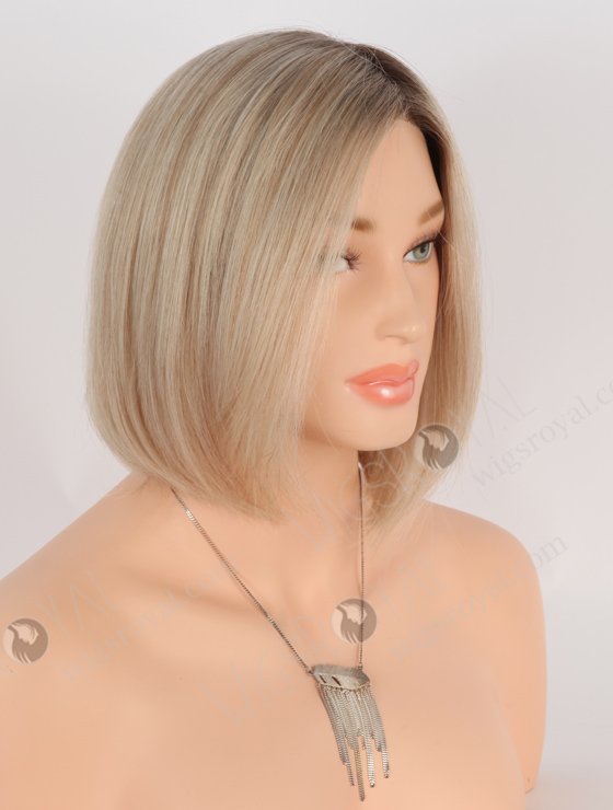 Side Part Short Bob Wigs | 8 Inch Blonde with Dark Roots Bob Cut Wigs | GLM-08014-24418