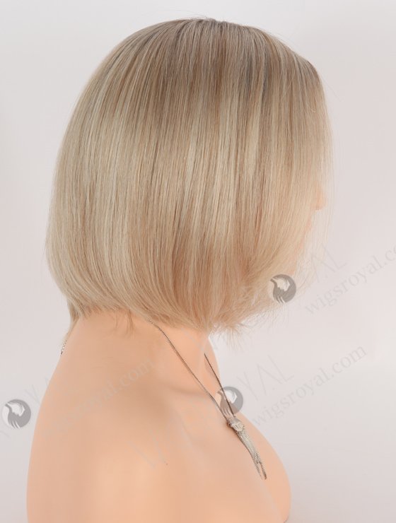 Side Part Short Bob Wigs | 8 Inch Blonde with Dark Roots Bob Cut Wigs | GLM-08014-24419