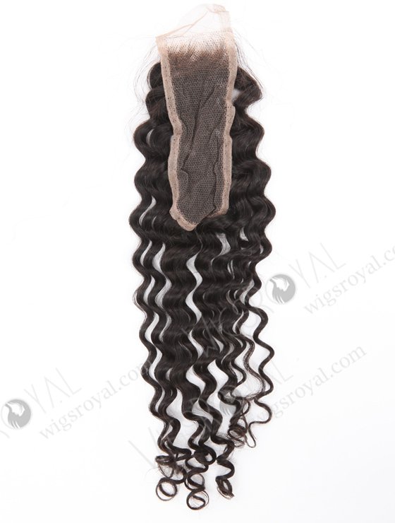 In Stock Indian Remy Hair 14" Deep Curly Natural Color Top Closure STC-412