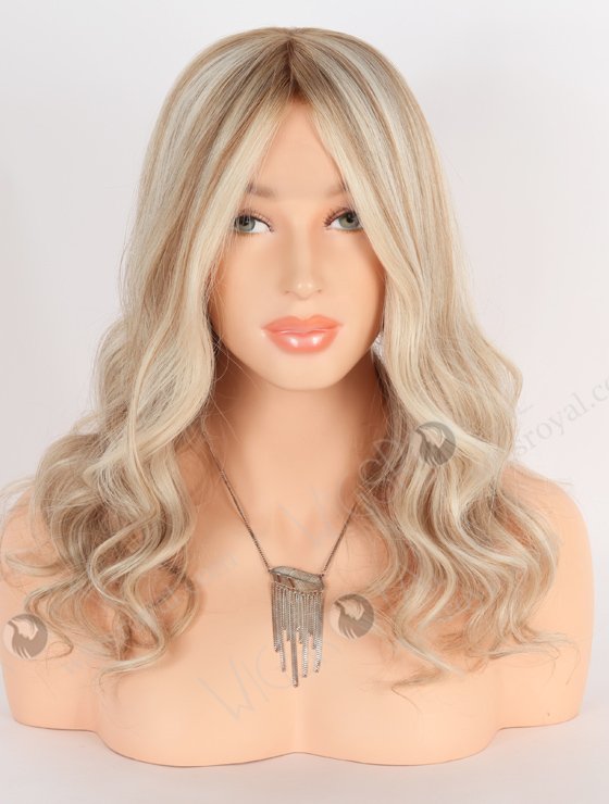 In Stock European Virgin Hair 16" Beach Wave T8a/White With 8a# Highlights Color Lace Front Silk Top Glueless Wig GLL-08060-24923