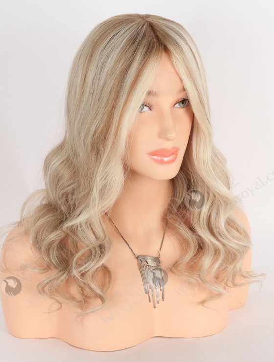 In Stock European Virgin Hair 16" Beach Wave T8a/White With 8a# Highlights Color Lace Front Silk Top Glueless Wig GLL-08060-24927