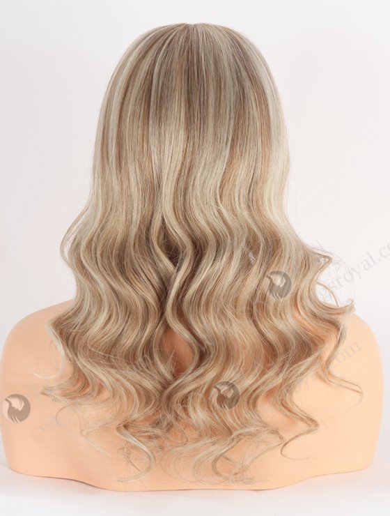 In Stock European Virgin Hair 16" Beach Wave T8a/White With 8a# Highlights Color Lace Front Silk Top Glueless Wig GLL-08060-24930