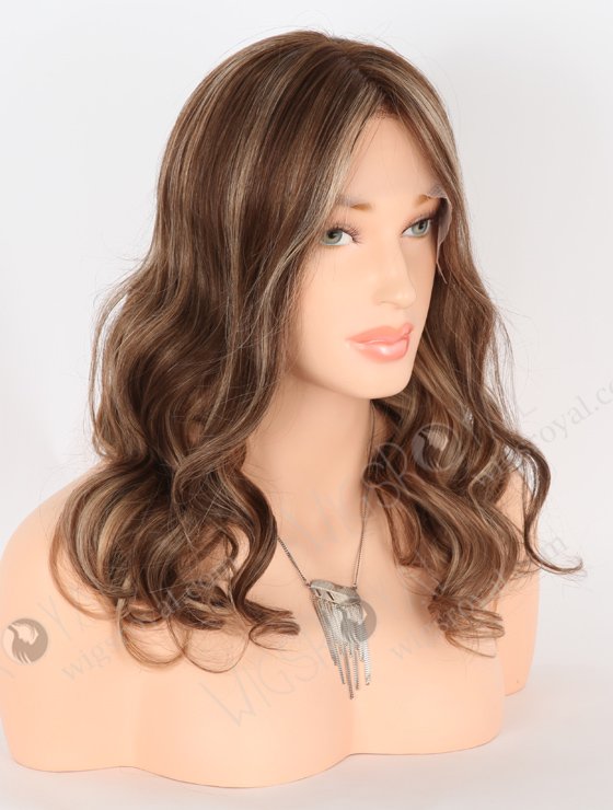 In Stock European Virgin Hair 16" Beach Wave Caramel Latte Color Lace Front Wig RLF-08013-25289