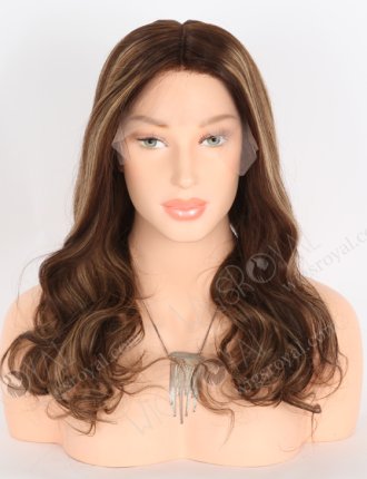Trendy Wigs Best Real Hair Brown Hair Highlight Pretty Wigs | In Stock European Virgin Hair 18" Beach Wave 3# with T3/8# highlights Color Lace Front Silk Top Glueless Wig GLL-08048