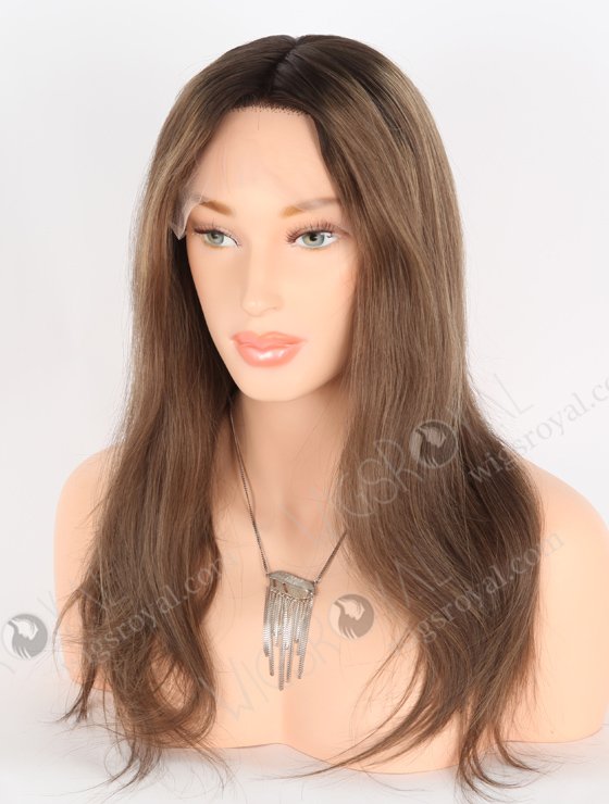 Gorgeous Light Brown Hair Wigs Online Store Fast Shipping | In Stock European Virgin Hair 16" Straight T2/10# with T2/8# highlights Color Lace Front Silk Top Glueless Wig GLL-08051-25367