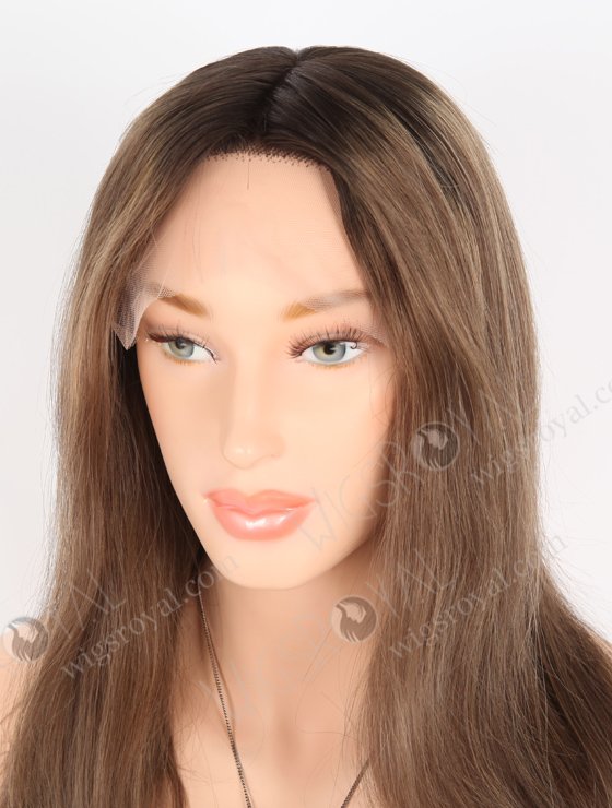 Gorgeous Light Brown Hair Wigs Online Store Fast Shipping | In Stock European Virgin Hair 16" Straight T2/10# with T2/8# highlights Color Lace Front Silk Top Glueless Wig GLL-08051-25369