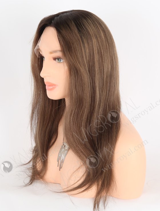 Gorgeous Light Brown Hair Wigs Online Store Fast Shipping | In Stock European Virgin Hair 16" Straight T2/10# with T2/8# highlights Color Lace Front Silk Top Glueless Wig GLL-08051-25370