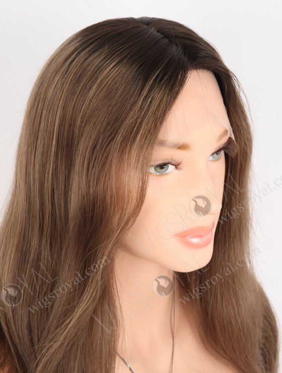 Gorgeous Light Brown Hair Wigs Online Store Fast Shipping | In Stock European Virgin Hair 16" Straight T2/10# with T2/8# highlights Color Lace Front Silk Top Glueless Wig GLL-08051-25372