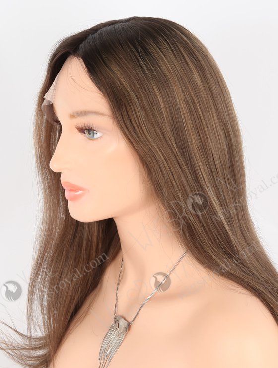 Gorgeous Light Brown Hair Wigs Online Store Fast Shipping | In Stock European Virgin Hair 16" Straight T2/10# with T2/8# highlights Color Lace Front Silk Top Glueless Wig GLL-08051-25374