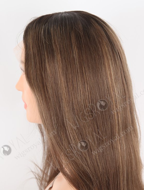 Gorgeous Light Brown Hair Wigs Online Store Fast Shipping | In Stock European Virgin Hair 16" Straight T2/10# with T2/8# highlights Color Lace Front Silk Top Glueless Wig GLL-08051-25373