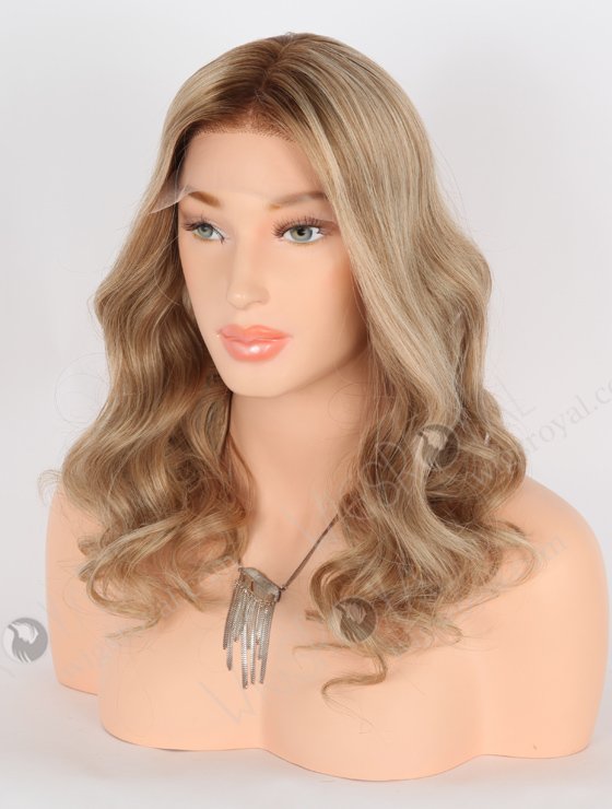 Natural Looking Small Cap No Glue Lace Front Wig Premium Quality 16 Inch Wavy Brown Hair RLF-08011-25460