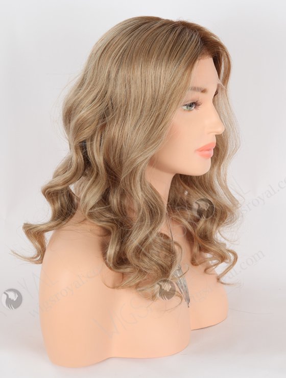 Natural Looking Small Cap No Glue Lace Front Wig Premium Quality 16 Inch Wavy Brown Hair RLF-08011-25461