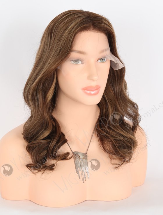 In Stock European Virgin Hair 16" Beach Wave 3# With T3/8# Highlights Color Lace Front Wig RLF-08024-25550