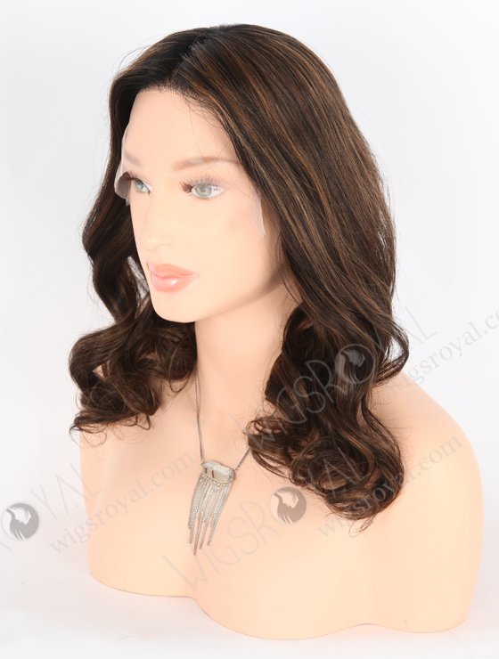 In Stock European Virgin Hair 16" Beach Wave T1/2# With T1/30# Highlights Color Lace Front Wig RLF-08017-25528