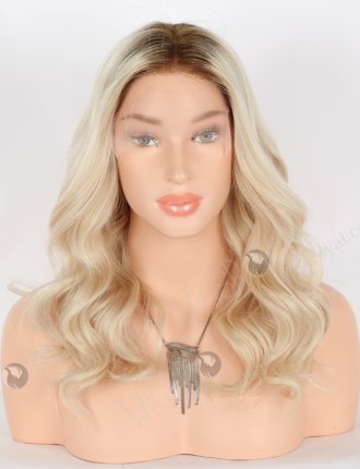 In Stock European Virgin Hair 16" Beach Wave T9#/white Color Lace Front Wig RLF-08028
