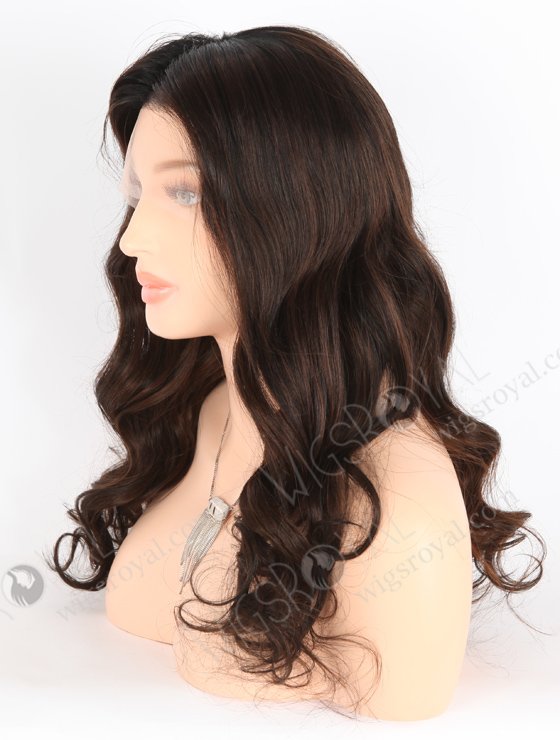 Pretty Wavy Lace Front Wigs 20 Inch Human Hair Brown with Black Lowlights RLF-08037-25638