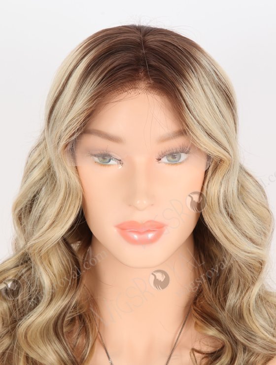 In Stock European Virgin Hair 16" Beach Wave T4/22# With 4# Highlights Color Lace Front Wig RLF-08023-25782