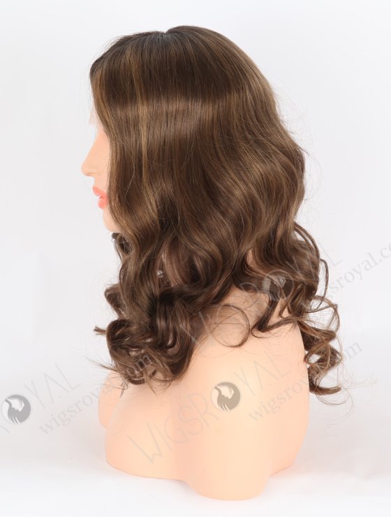 Premium Brown Highlight Color Beach Wave Human Hair Lace Front Wig RLF-08019-25940