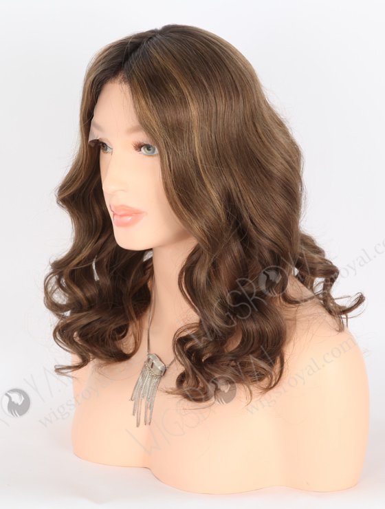 Premium Brown Highlight Color Beach Wave Human Hair Lace Front Wig RLF-08019-25942
