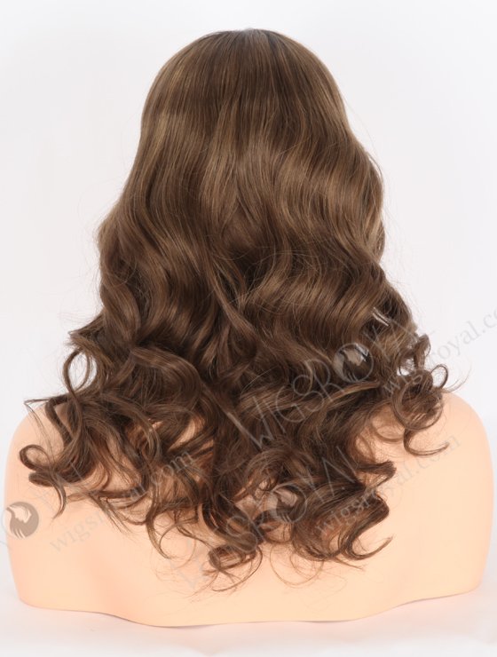 Premium Brown Highlight Color Beach Wave Human Hair Lace Front Wig RLF-08019-25941