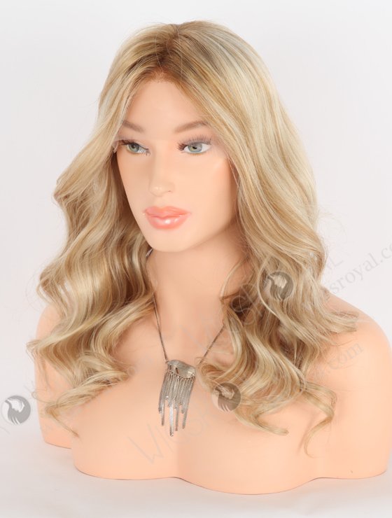 In Stock European Virgin Hair 16" Beach Wave T8A/60# With 8A# Highlights Color Lace Front Wig RLF-08021-25998