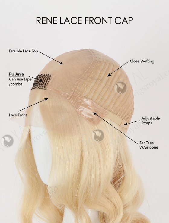Stylish Natural Looking Platinum Blonde Lace Front Wigs 16 Inch Beach Wave European Hair RLF-08018-26183