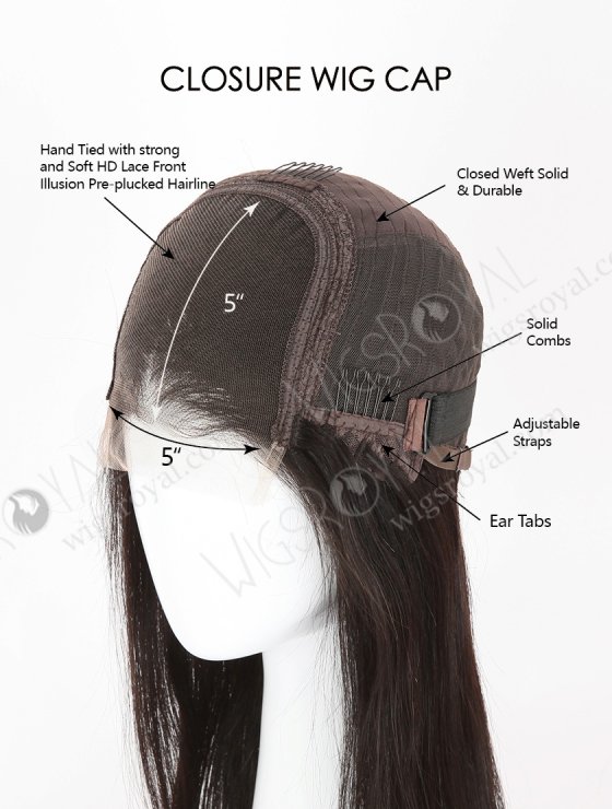 In Stock Indian Remy Hair 20" Tight Pissy Natural Color 5"×5" HD Lace Closure Wig CW-01013-26224