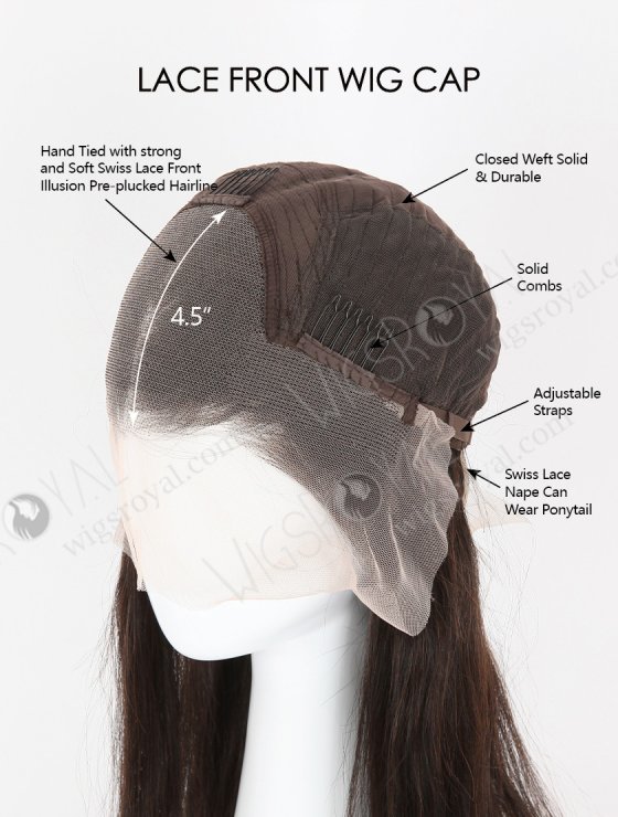 In Stock Indian Remy Hair 18" Straight 1#/3# Evenly Blended Color Lace Front Wig MLF-01005-26222