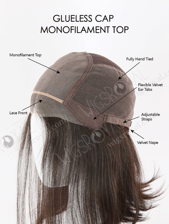 BOB Straight Brown Highlights Color Monofilament Top Glueless Wig GLM-08015-26229