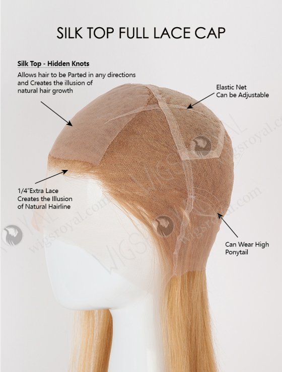 Natural Hairline Light Ash Blonde Silk Top Full Lace Wig STW-710-26249