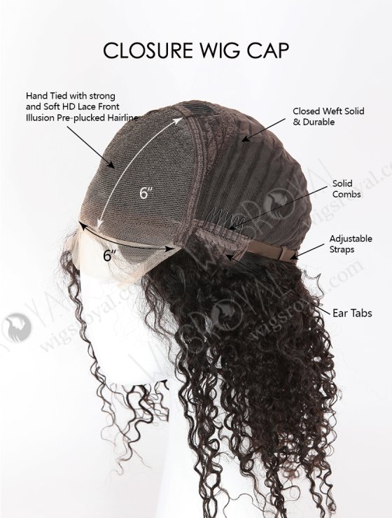 In Stock Brazilian Virgin Hair 22" Tight Curly Natural Color Lace Closure Wig CW-04003-26253