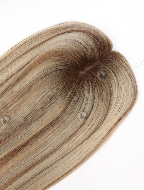 In Stock 5" * 5.5" European Virgin Hair 16" Straight T9/60# with 9# Highlights Color Silk Top Hair Topper-108-26277